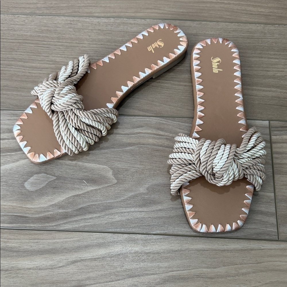 Stylish Tan Sandals with Rope Detail